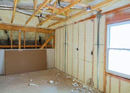 Insulation,Of,Attic,With,Foam,Polyurea,Insulation,Cold,Barrier,And